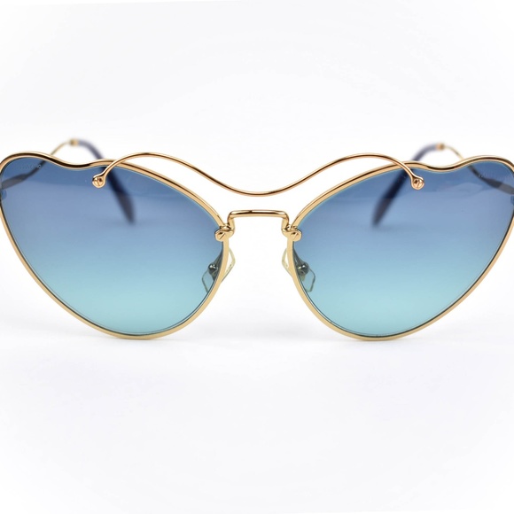 MIU MIU Gold Metal & Logo Gradient Sunglasses (q) - Picture 4 of 8